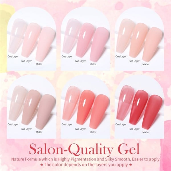 Born Pretty 6 renk jelly nude serisi kalıcı oje seti (55046)