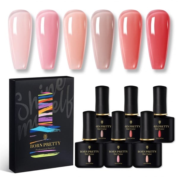 Born Pretty 6 renk jelly nude serisi kalıcı oje seti (55046)