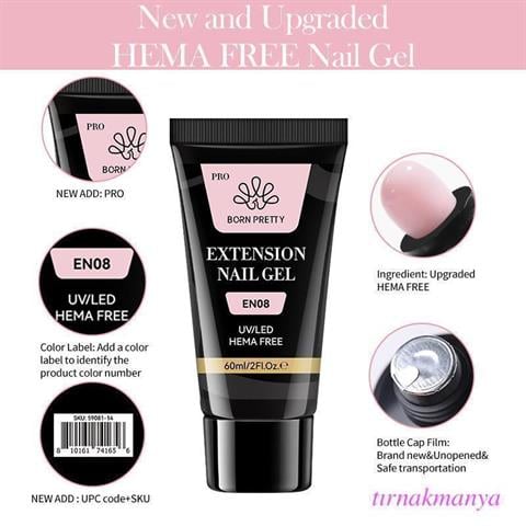 Born Pretty 60 ML Hema Free Tırnak Uzatma Poly Jel EN12 (59081)