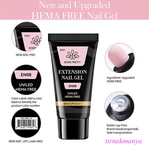 Born Pretty 60 ML Hema Free Tırnak Uzatma Poly Jel Şeffaf EN01 (59081)