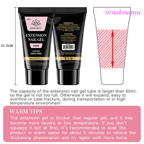 Born Pretty 60 ML Hema Free Tırnak Uzatma Poly Jel Şeffaf EN01 (59081)