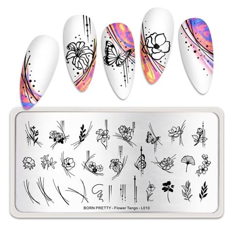 Born Pretty metal stampa tabakası Flower Tango L010 (52346)