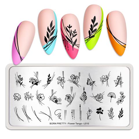 Born Pretty metal stampa tabakası Flower Tango L010 (52346)