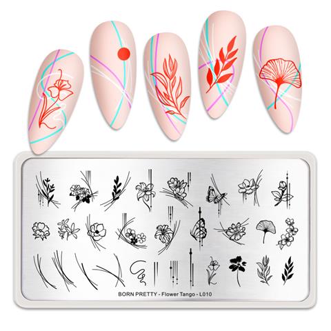 Born Pretty metal stampa tabakası Flower Tango L010 (52346)