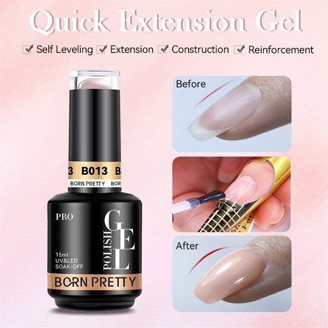 BORN PRETTY PRO 15ml BIAB HEMA Free Quick Building Nail Extension Gel B010 (59654)