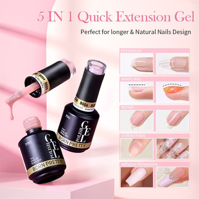BORN PRETTY PRO 15ml BIAB HEMA Free Quick Building Nail Extension Gel B001 (59654)