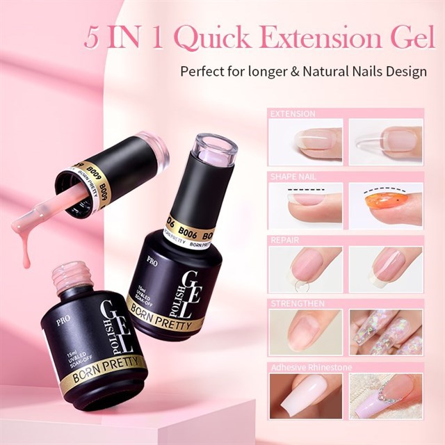 BORN PRETTY PRO 15ml BIAB HEMA Free Quick Building Nail Extension Gel B005 (59654)