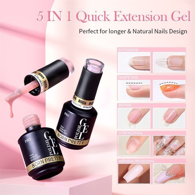 BORN PRETTY PRO 15ml BIAB HEMA Free Quick Building Nail Extension Gel B022 (59654)