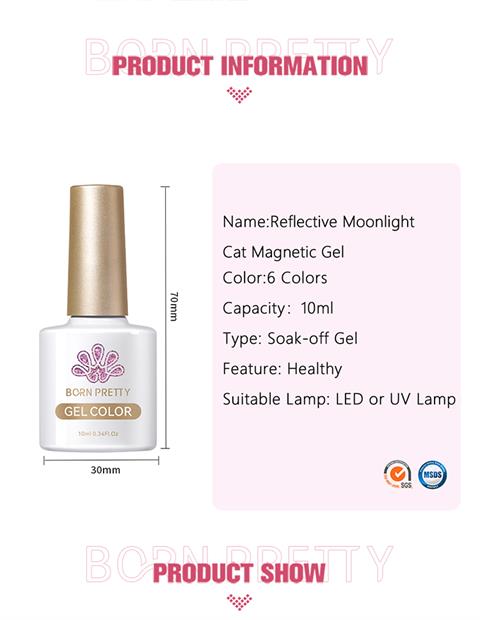 BORN PRETTY RM01 10ml Reflective Moonlight Cat Magnetic Kalıcı oje (57983)