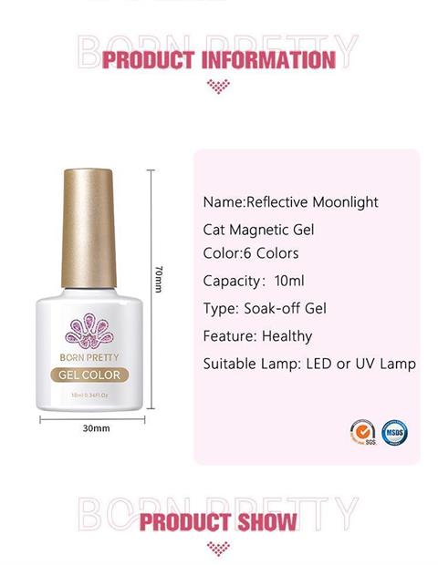 BORN PRETTY RM05 10ml Reflective Moonlight Cat Magnetic Kalıcı oje (57983)