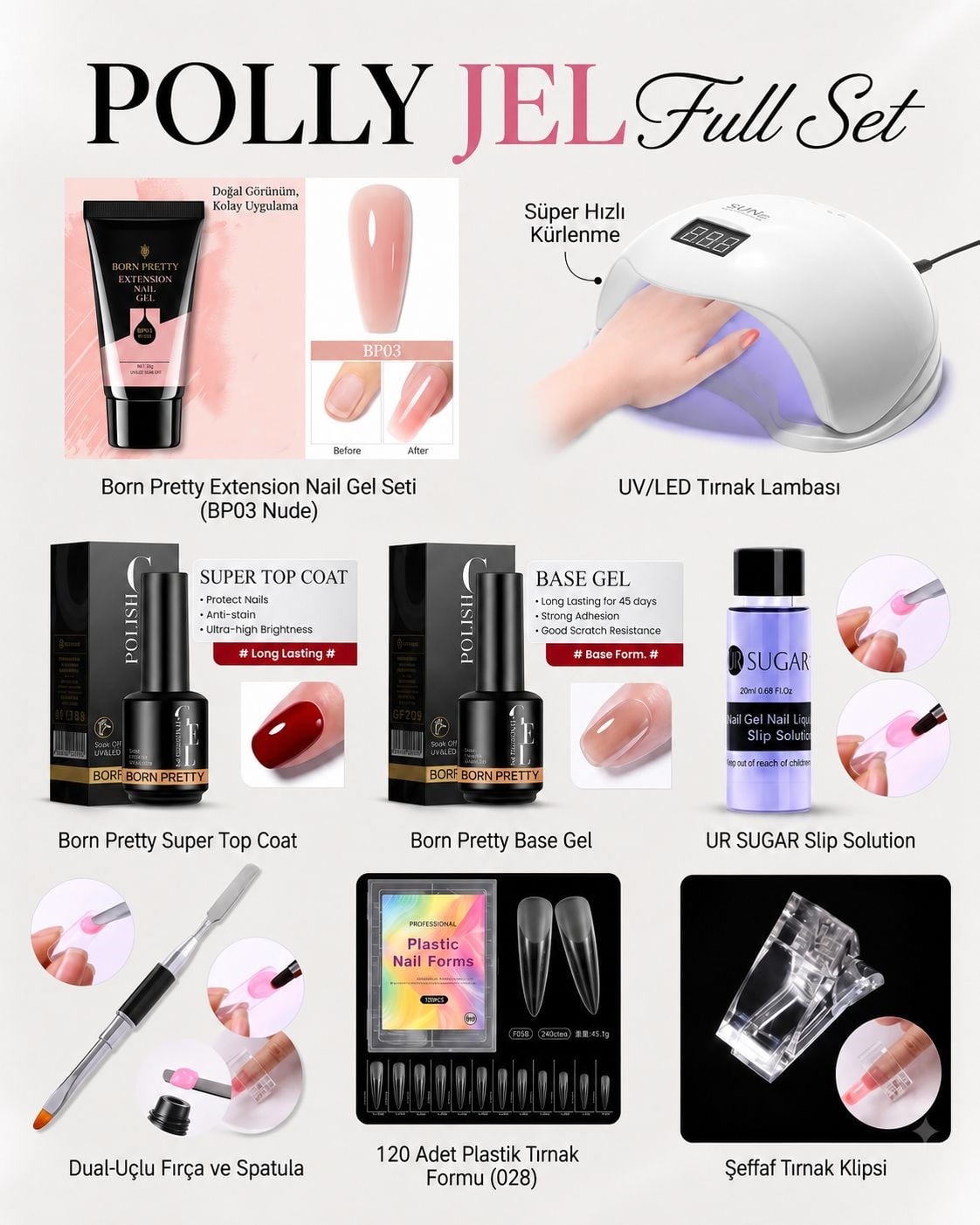 Poly Jel set Seti ( 8 Parça )