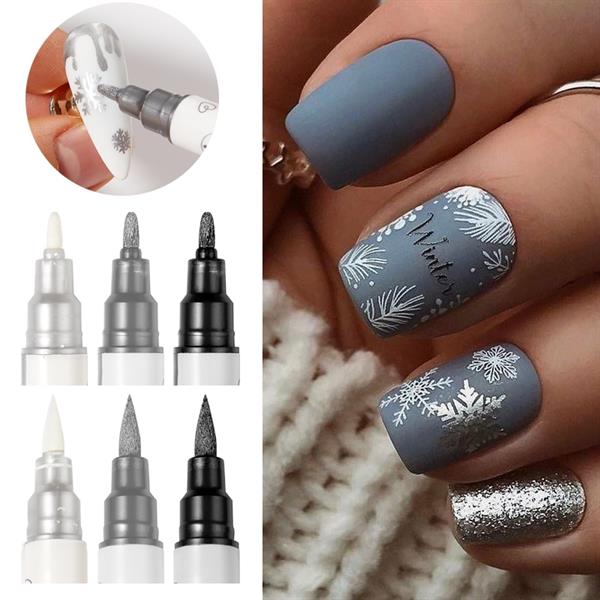 Çift taraflı Glitter Metallic Color Nail Art Graffiti Kalem (55334-02)