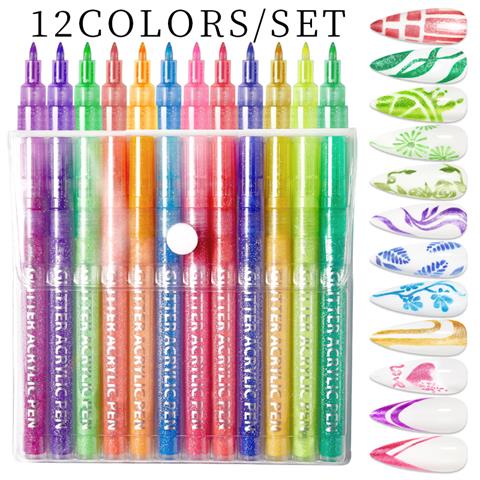 Glitter Metallic Color Nail Art Graffiti Kalem Seti 12 adet(55334-01)