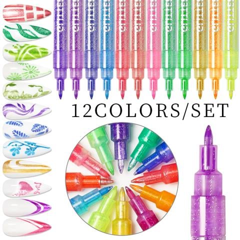 Glitter Metallic Color Nail Art Graffiti Kalem Seti 12 adet(55334-01)
