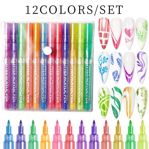 Glitter Metallic Color Nail Art Graffiti Kalem Seti 12 adet(55334-01)