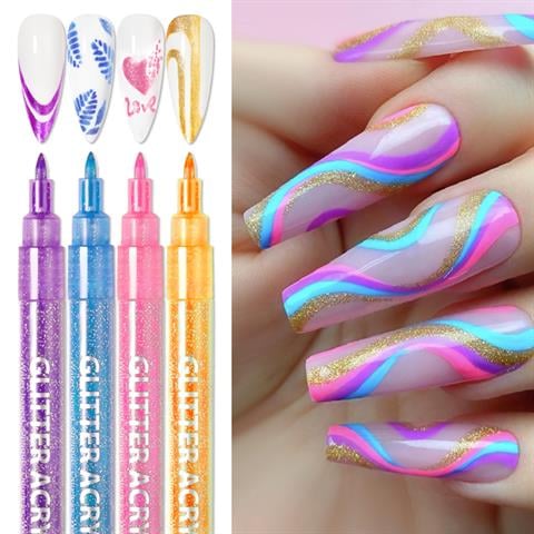 Glitter Metallic Color Nail Art Graffiti Kalem Seti 12 adet(55334-01)