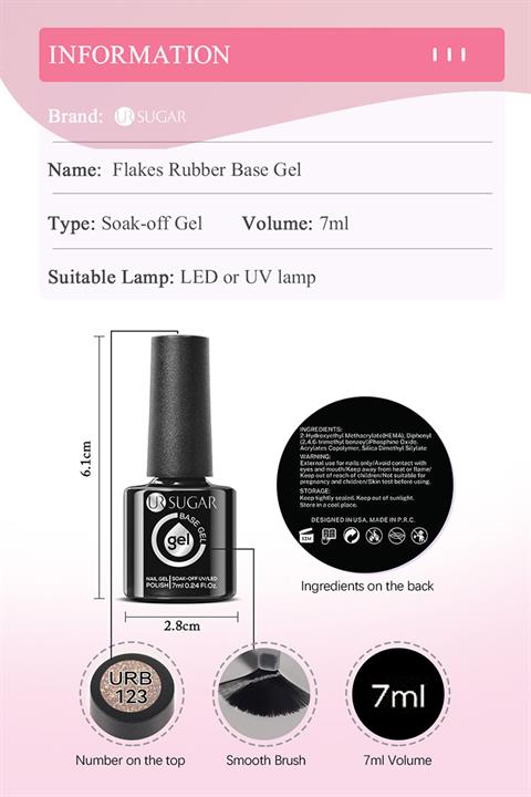 Kalıcı oje Flakes Rubber Base 7 ml URB123
