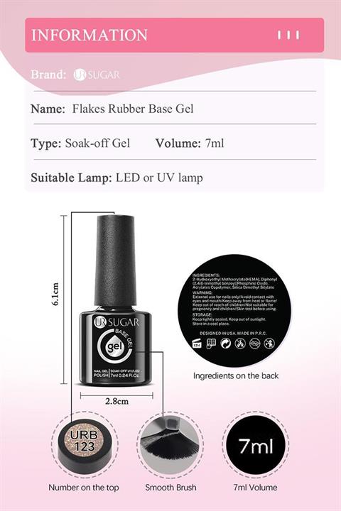 Kalıcı oje Flakes Rubber Base 7 ml URB125
