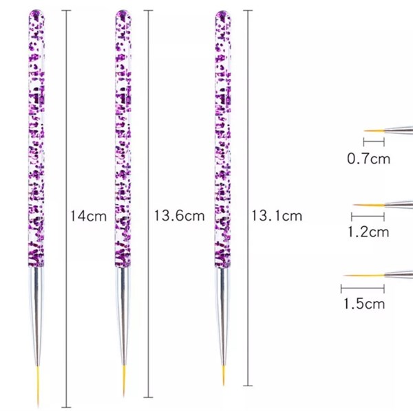 Nail Art çizim fırça seti (Mor)