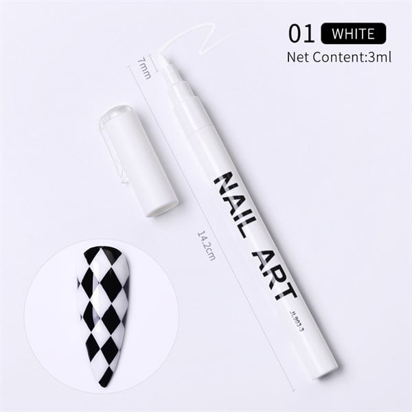 Nail Art çizim kalemi BEYAZ (53542-1)