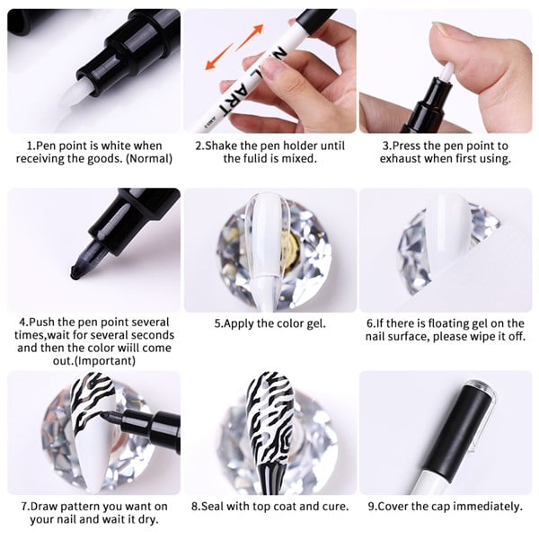 Nail Art çizim kalemi BEYAZ (53542-1)