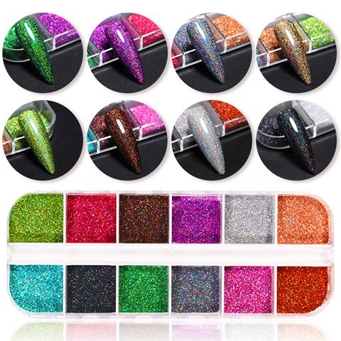 Tırnakmania 12 renk Hologramik Nail Art toz (48945)
