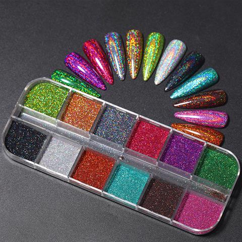 Tırnakmania 12 renk Hologramik Nail Art toz (48945)