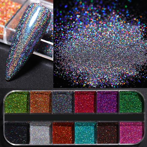 Tırnakmania 12 renk Hologramik Nail Art toz (48945)