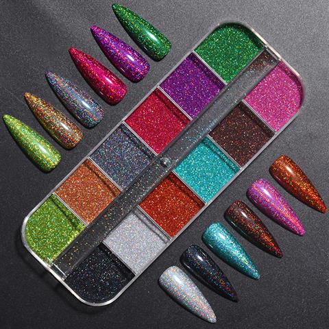 Tırnakmania 12 renk Hologramik Nail Art toz (48945)