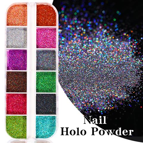 Tırnakmania 12 renk Hologramik Nail Art toz (48945)