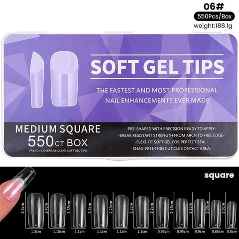 Yeni Nesil jel destekli Medium Square tips 550 adet (55564-06)