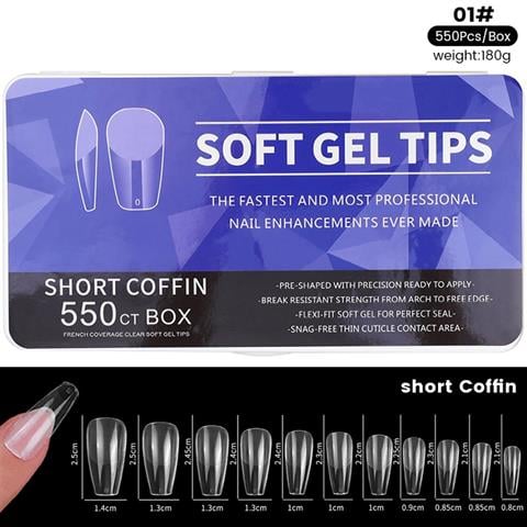 Yeni nesil jel destekli Short Coffin tips 550 adet (55564-01)