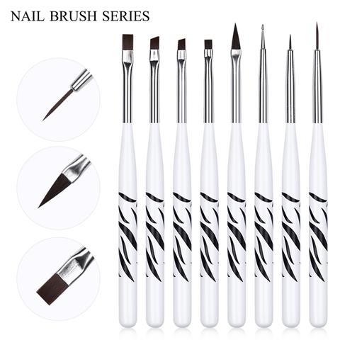 Zebra desenli Nail art  fırça seti (8 parça) 53530