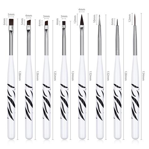 Zebra desenli Nail art  fırça seti (8 parça) 53530