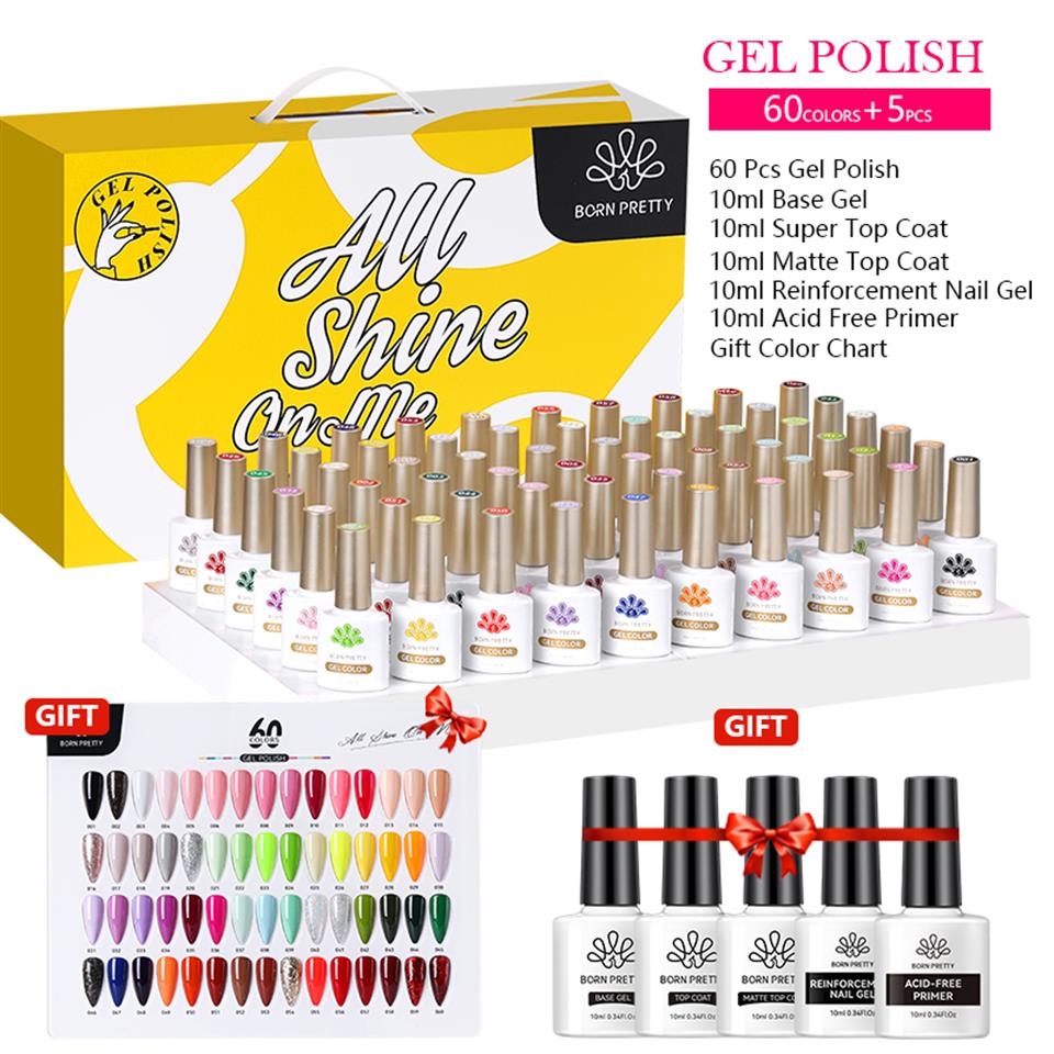 BORN PRETTY 65Pcs/Set 10ml 60 Colors Nail Gel Polish Set (55983)