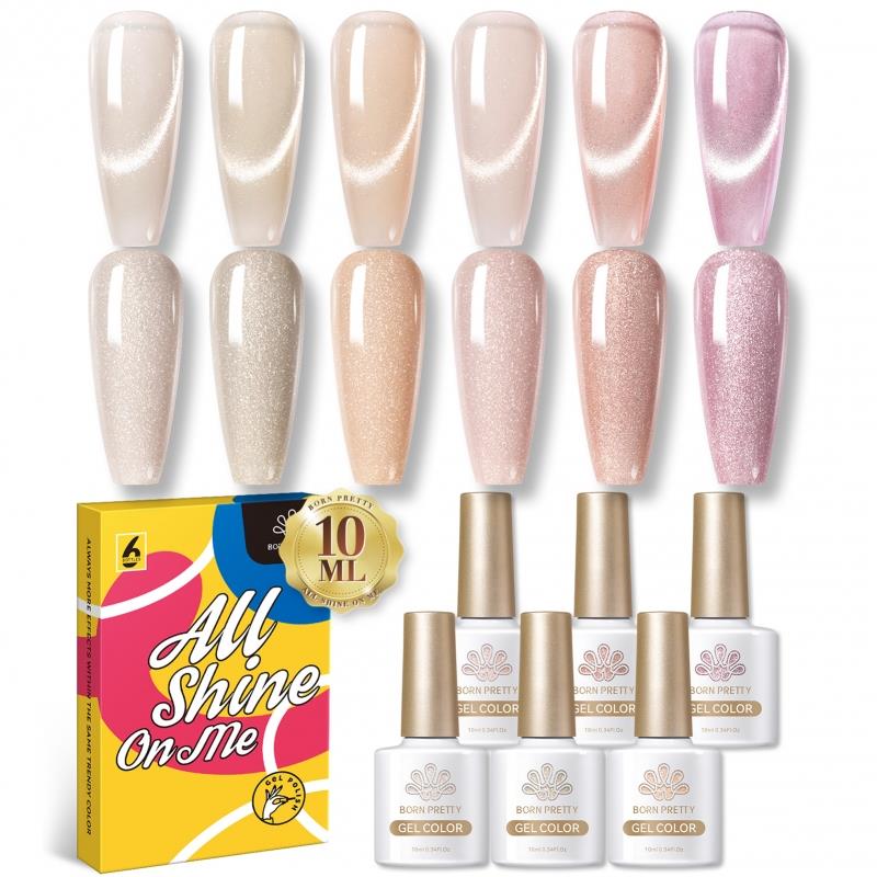 BORN PRETTY 6pcs/set Jelly Pink Snowlight Magnetic Gel Kalıcı oje Seti (55480)
