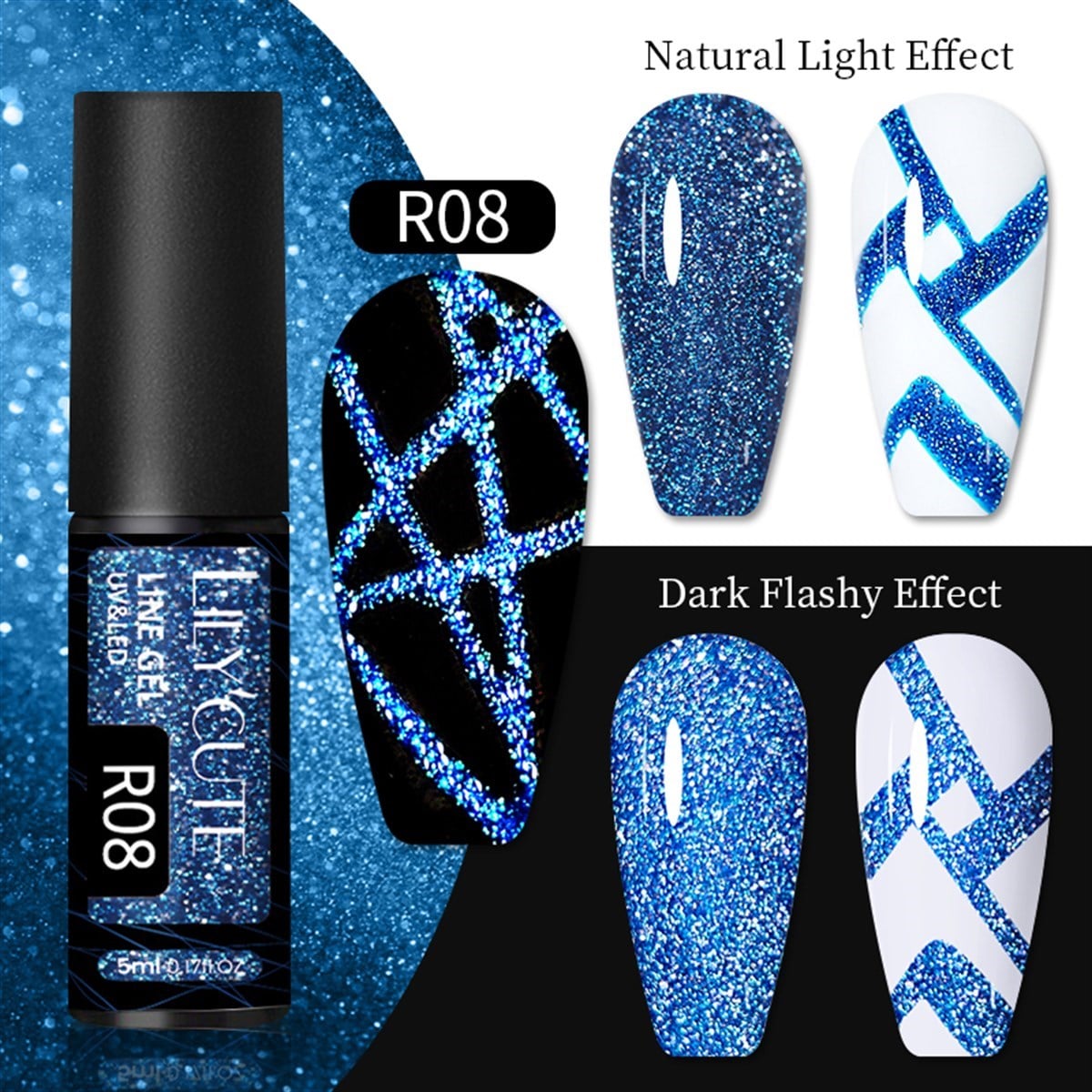 Lily Cute Reflective Glitter Nail art çizim ojesi R8 (55152-2)