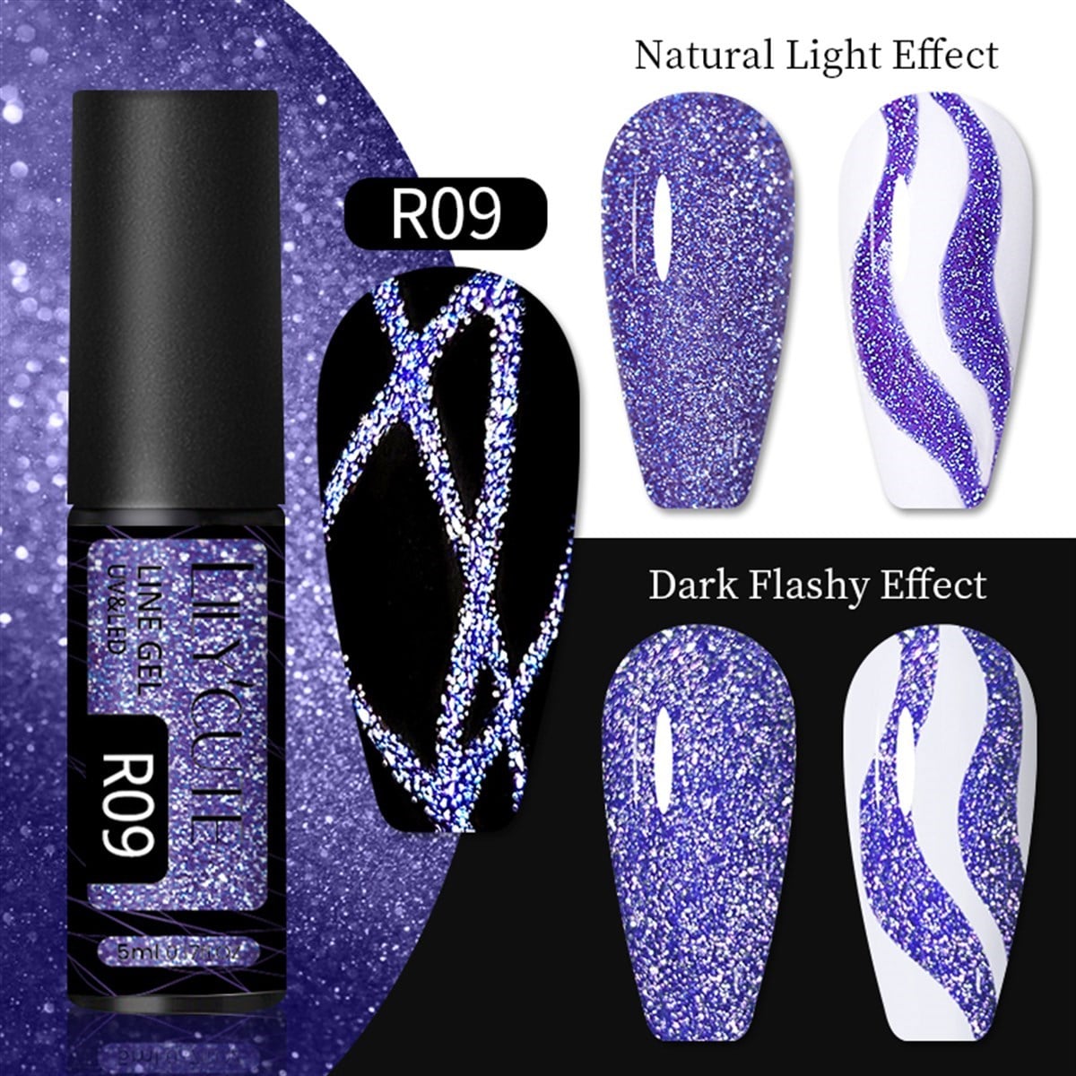 Lily Cute Reflective Glitter Nail art çizim ojesi R9 (55152-3)
