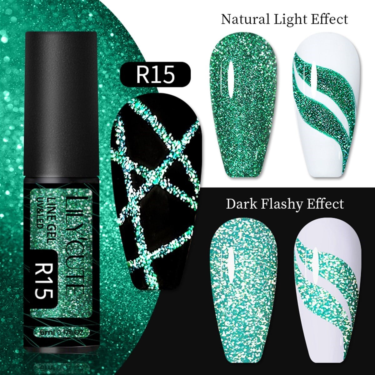 Lily Cute Reflective Glitter Nail art çizim ojesi R15 (55152-9)