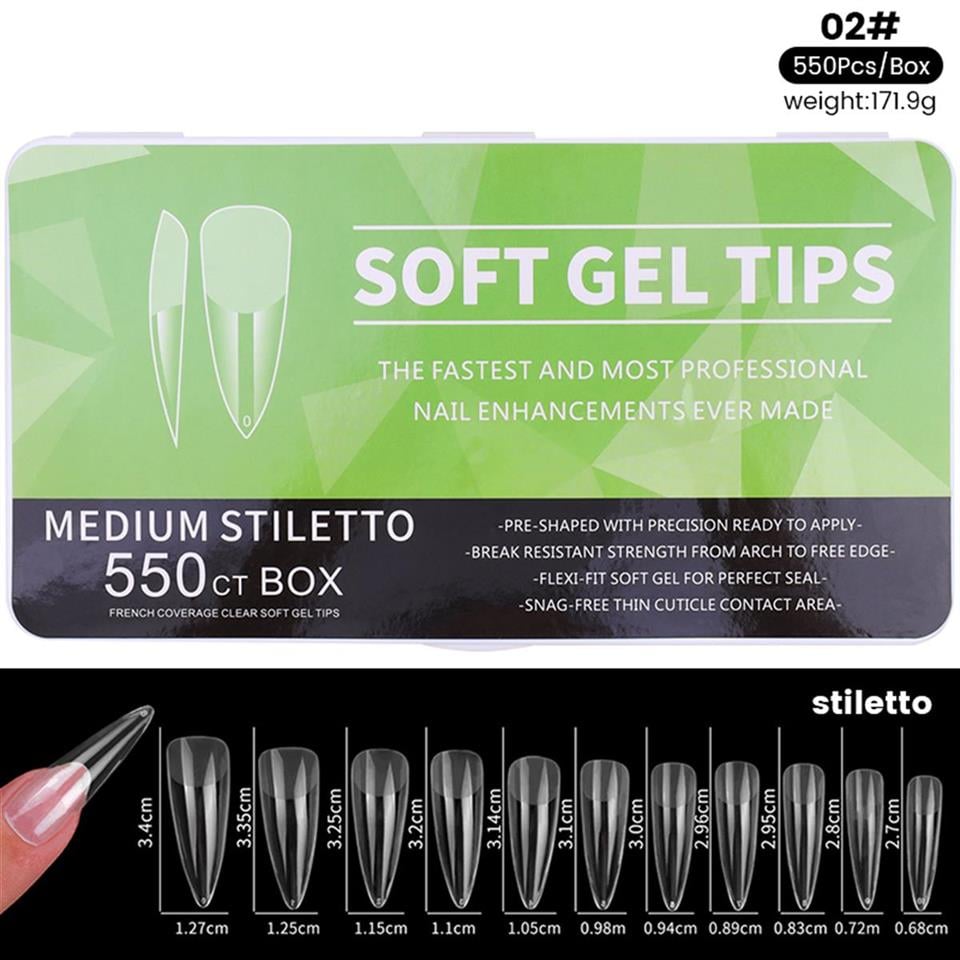 Yeni nesil jel destekli Medium Stiletto tips 550 Adet (55564-02)