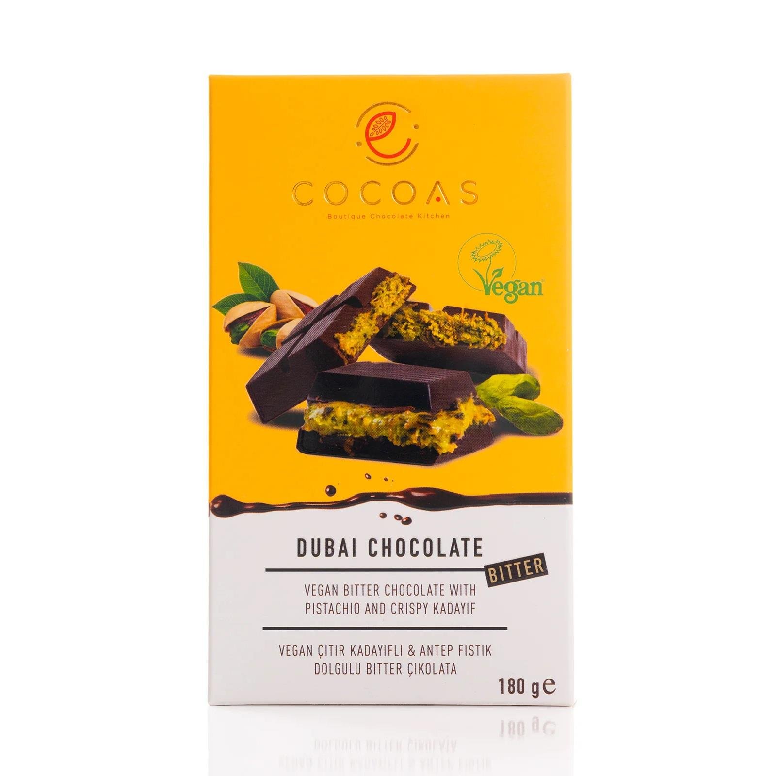 Cocoas Vegan Bitter Tablet Dubai Çikolatası 180gr