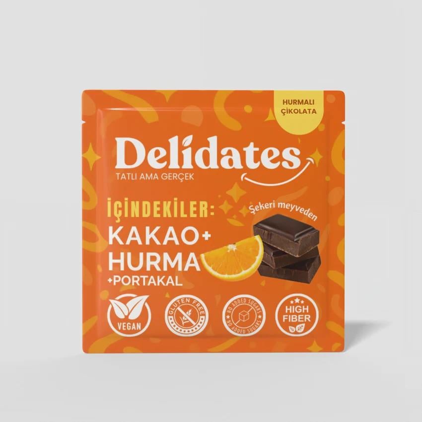Delidates Portakallı Hurmalı %70 Bitter Çikolata 40gr