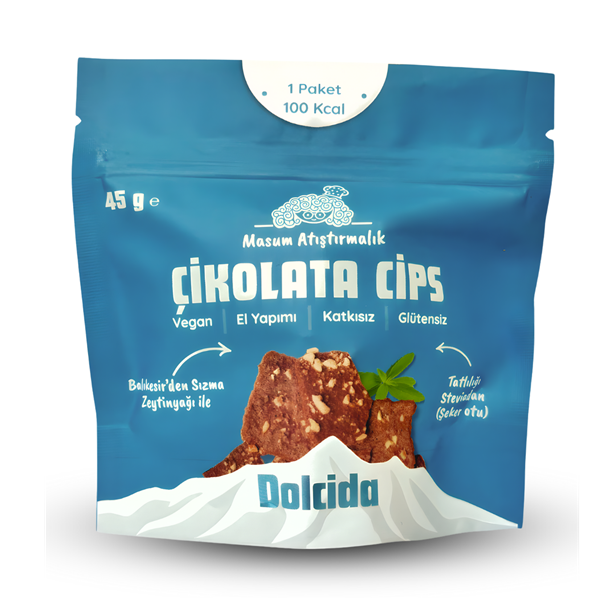 Dolcida Glutensiz Şekersiz Çikolata Cips 45gr