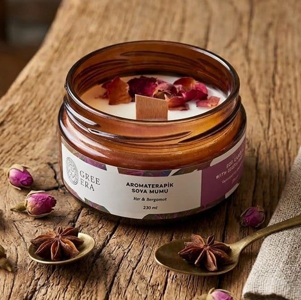 Itır ve Bergamot Yağlı Aromaterapik Mum 230ml