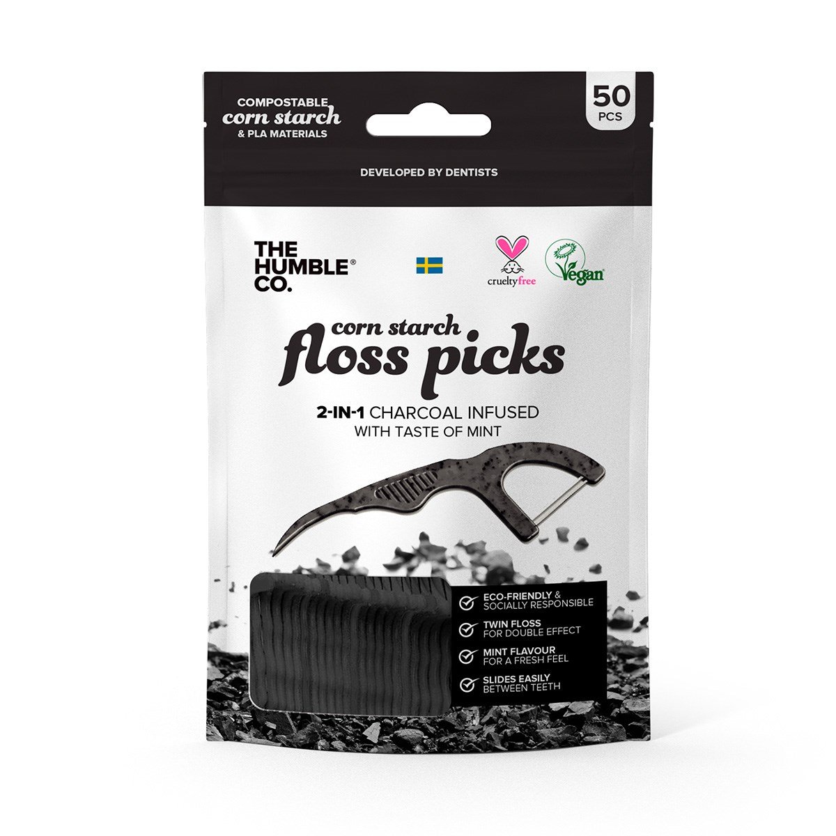 Kürdanlı Diş İpi - Kömür ve Naneli - 50 Adet