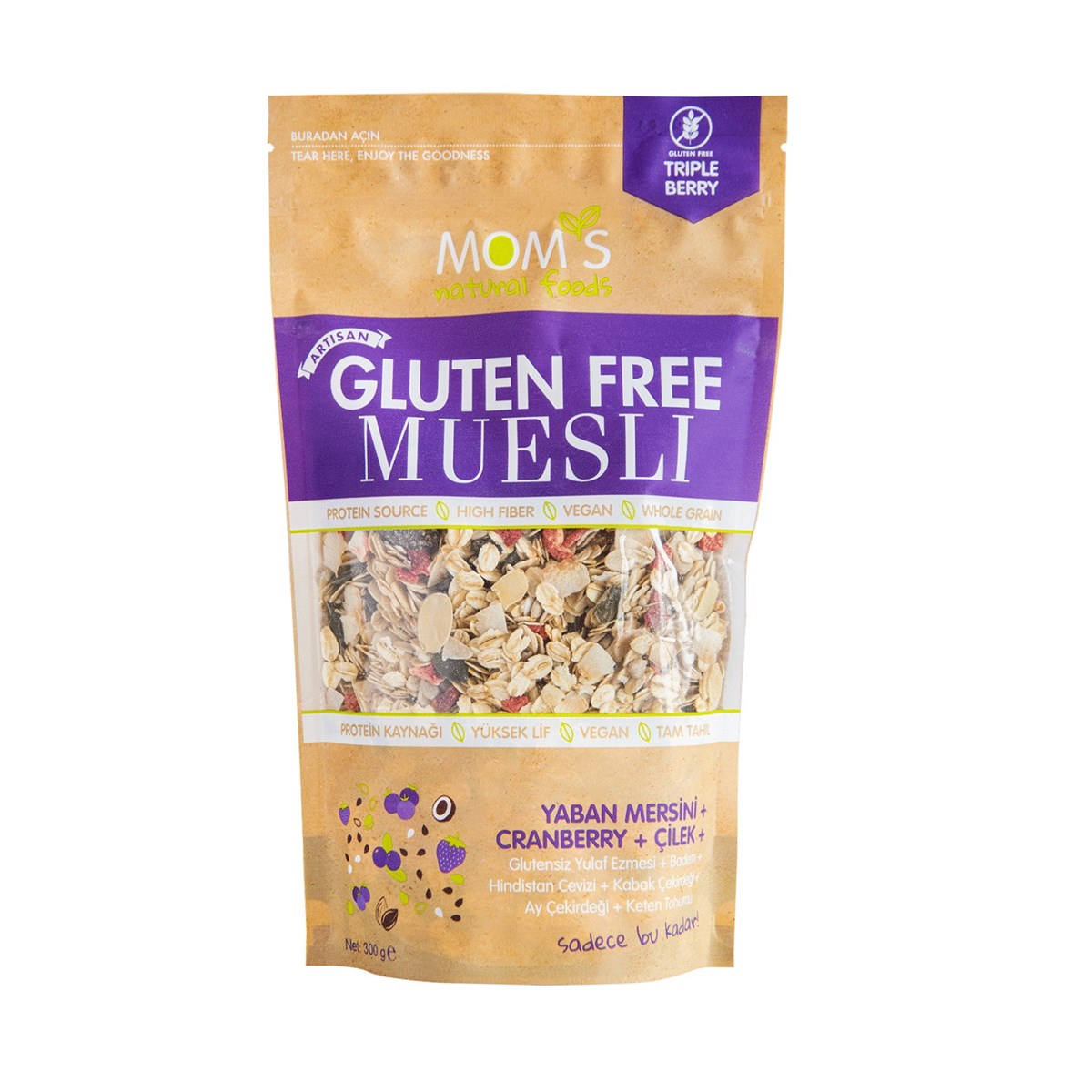 Glutensiz Yaban Mersini ve Çilekli Granola 300 gr