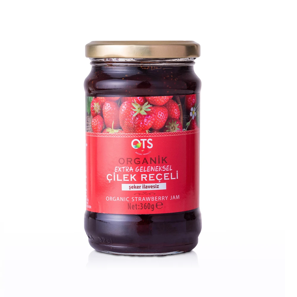 Organik ve Şekersiz Çilek Reçeli 360gr