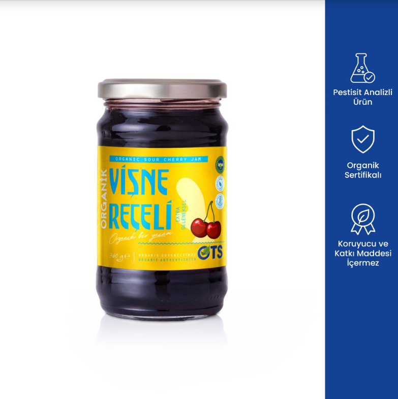 Ots Organik ve Şekersiz Vişne Reçeli 360gr
