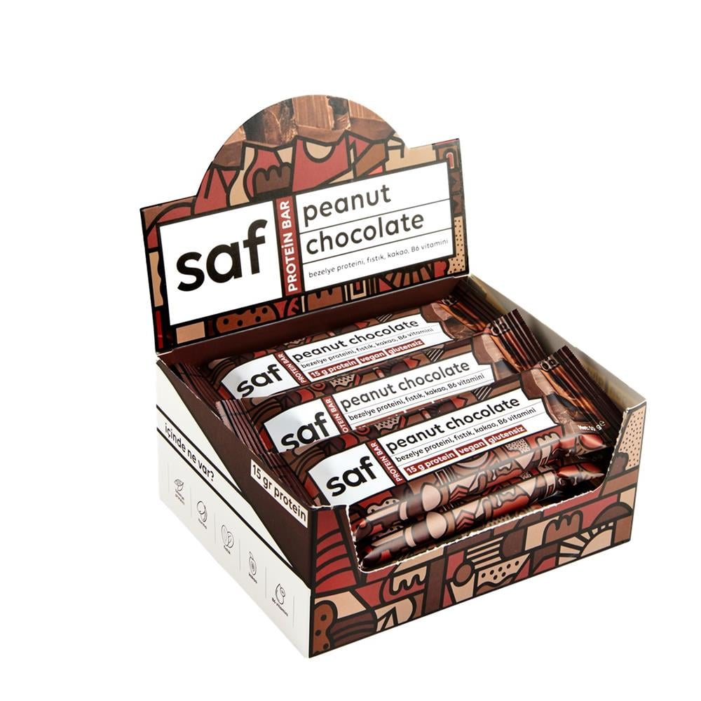 Saf Peanut Chocolate High Protein Bar 50gr X 12 Adet