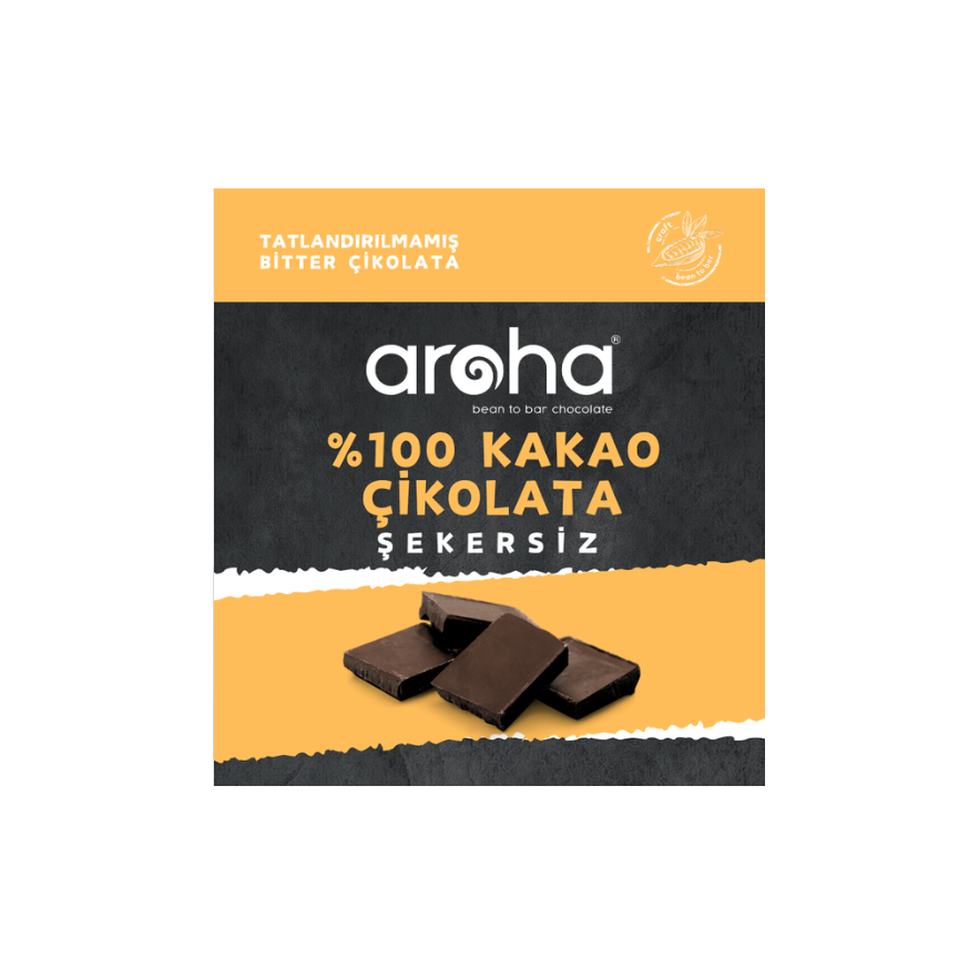 Aroha Şekersiz %100 Kakao Bitter Çikolata 40gr